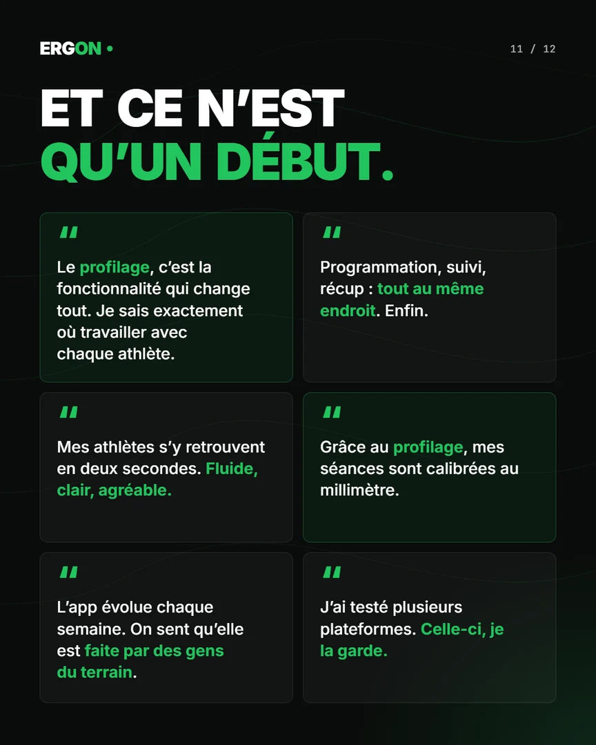 Et ce n'est qu'un début : six courts avis de coachs sur le profilage, le suivi, la récupération et l'app qui évolue chaque semaine.